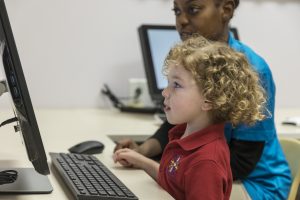 preschooler using a computer