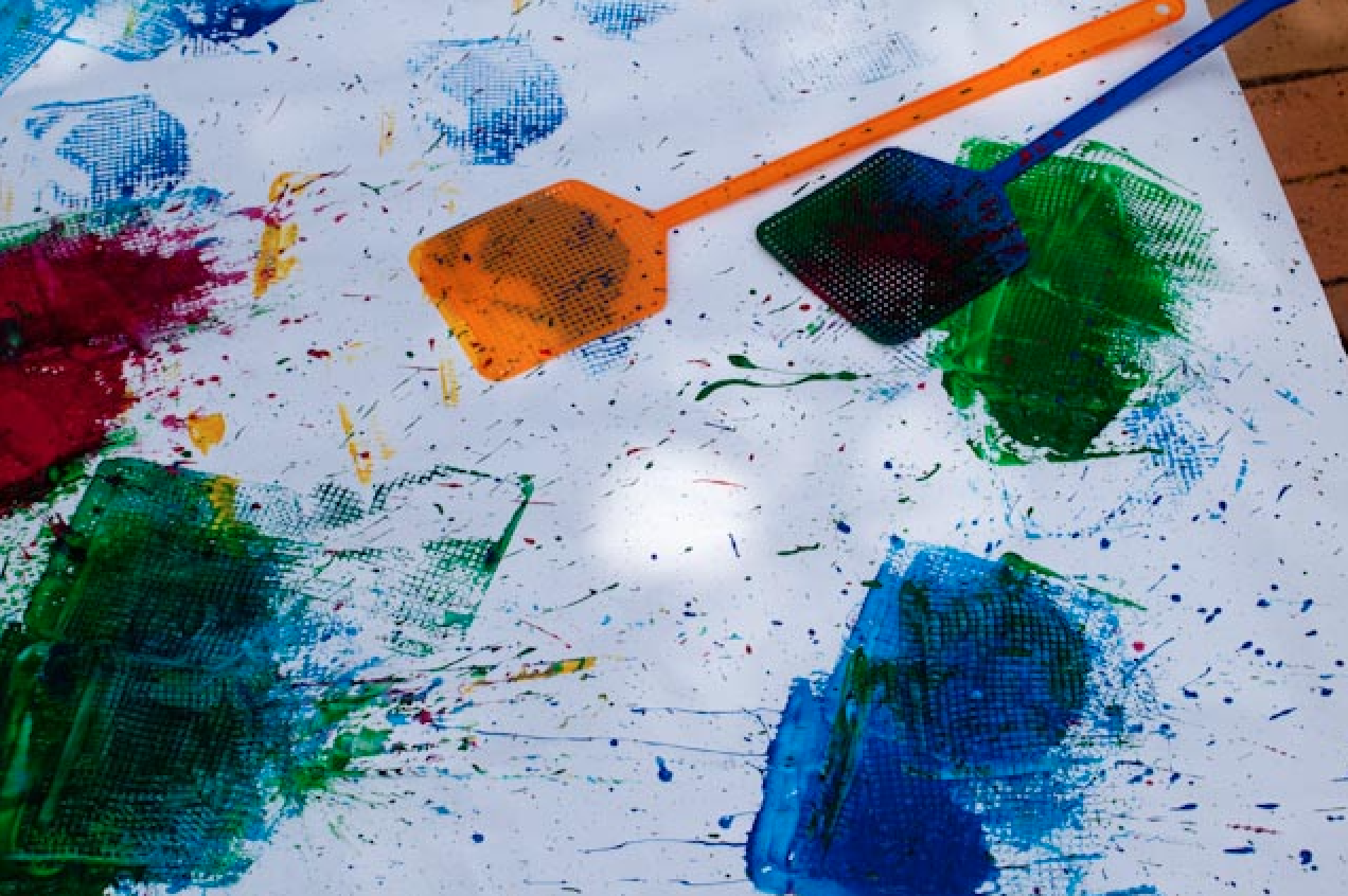 rainbow fly swatter paint art