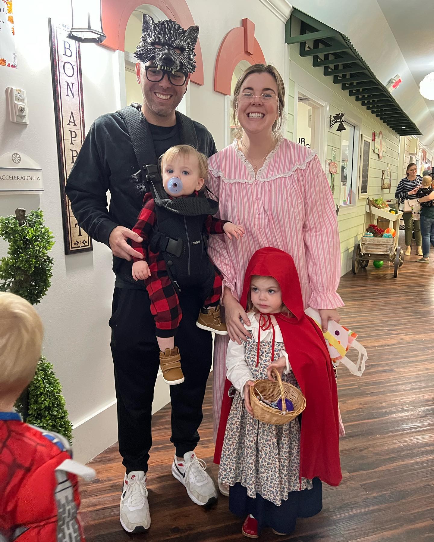 Family dressed as little red riding hood