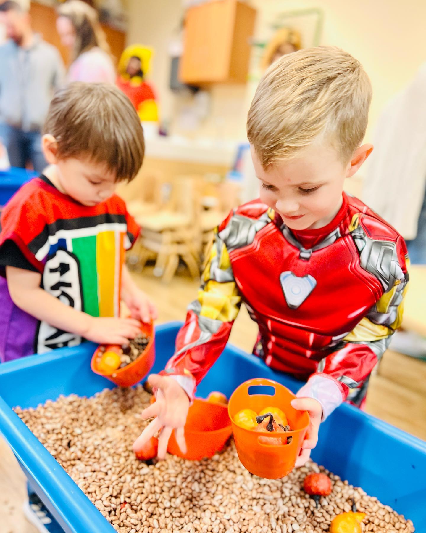 boys playing at fall fest