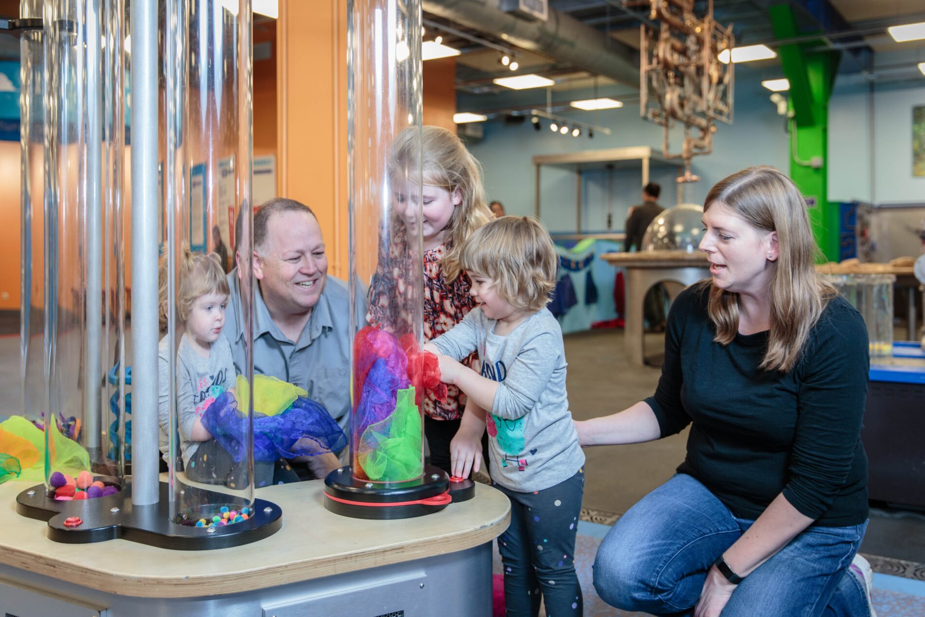 family exploring DuPage Children's Museum