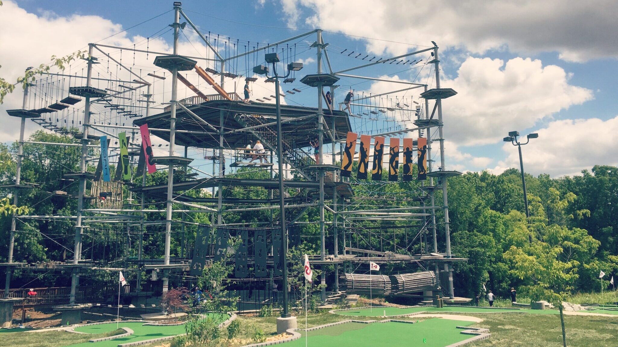 high ropes and golf course at soar adventure tower franklin tn