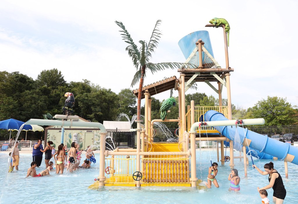 families playing at Volcano Island Water Park