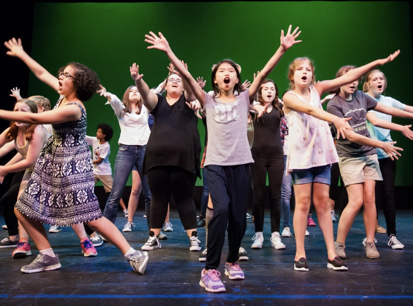 children performing on stage at Nashville Childrens Theatre