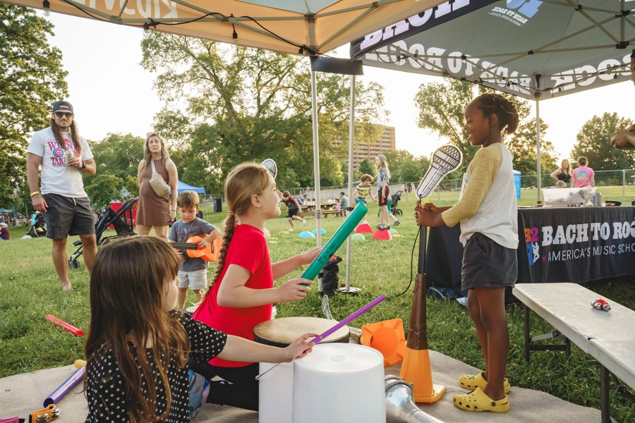 families enjoying Musicians Corner in Nashville