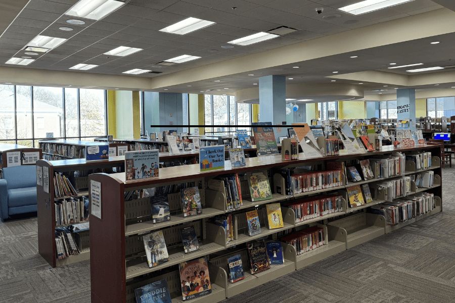 Bookshelves at the Williamson County Library in Nashville.