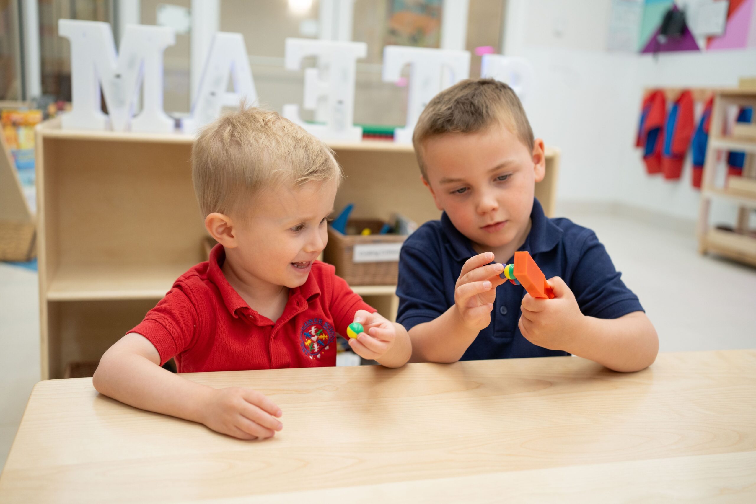 two preschool boys playing together