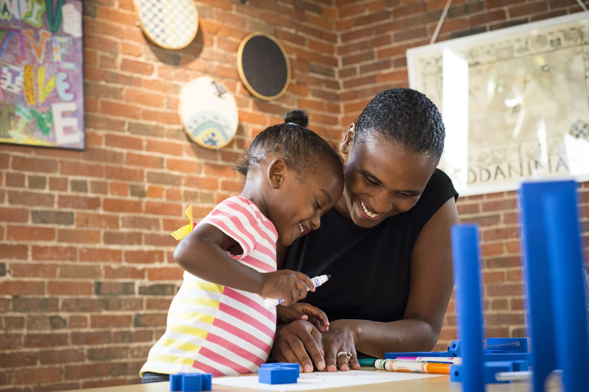 mother and daughter playing at Boston Childrens Museum