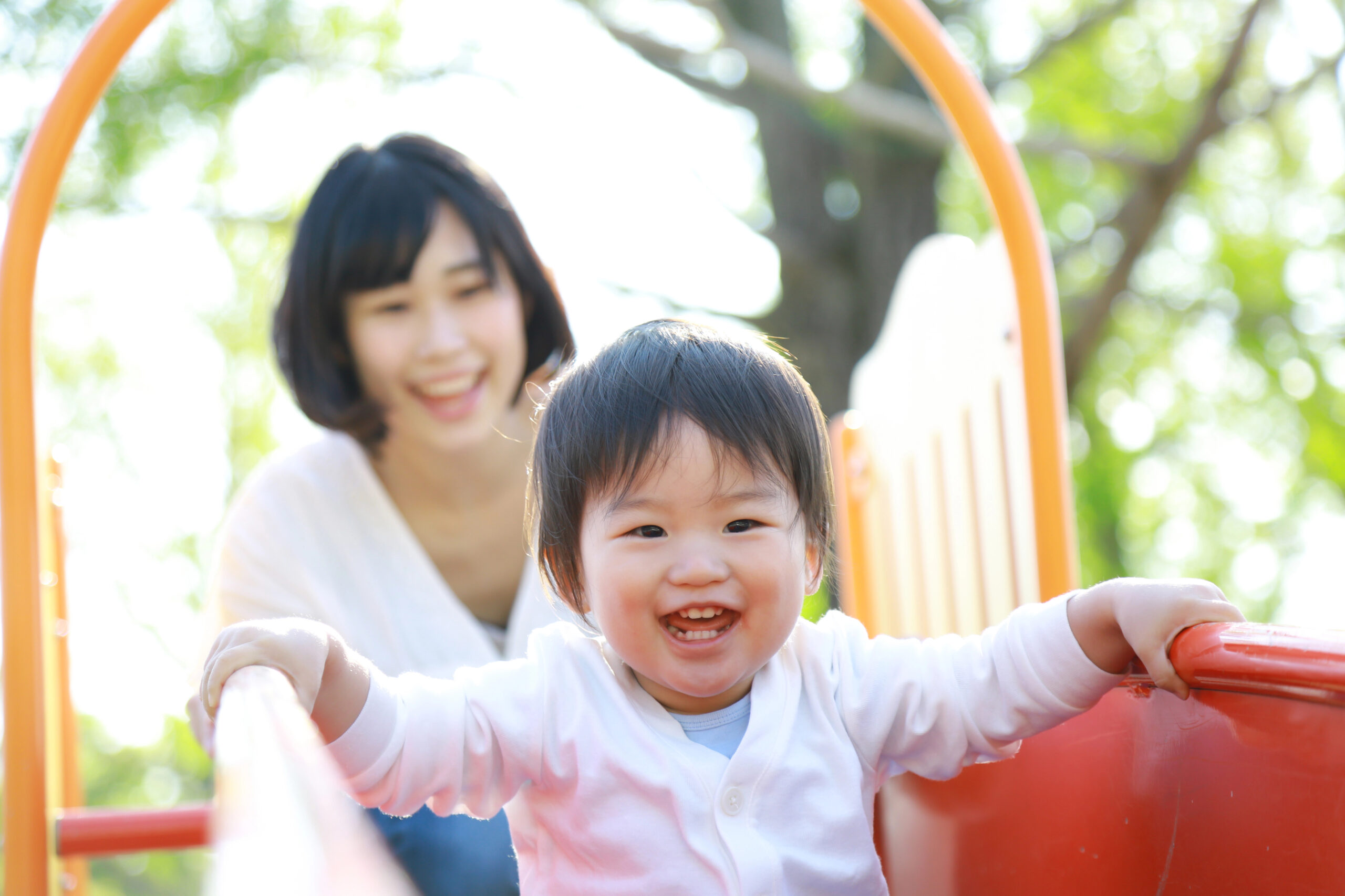 mom and child in park